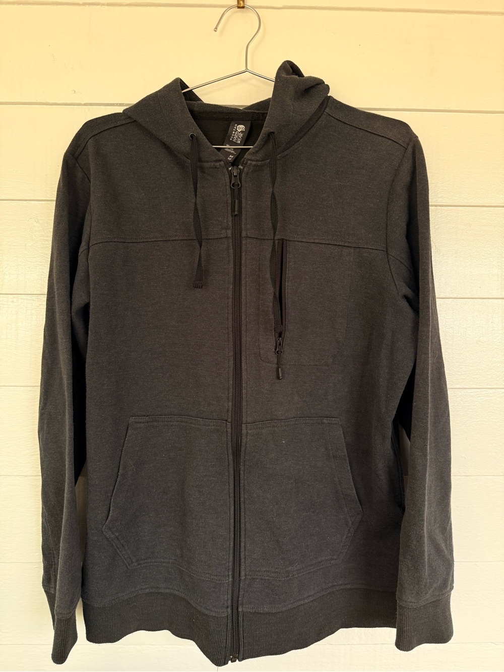 Mountain Hardwear Men's Zip‑Up Hooded Sweatshirt in charcoal gray / Black